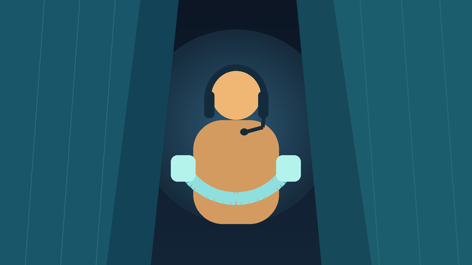Abstract graphic of a telephone handset silhouette behind a curtain of layered shapes, no text.