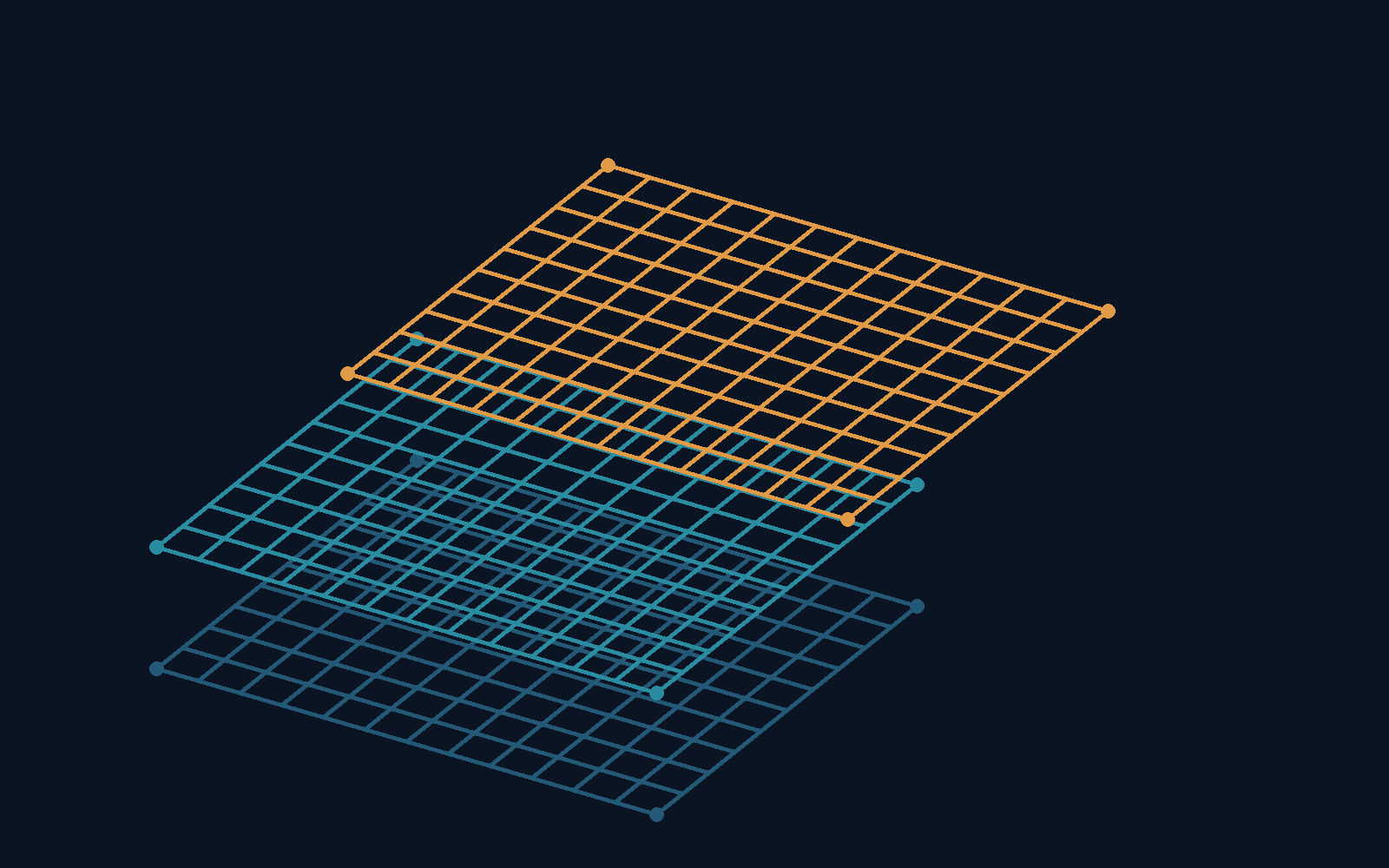 Abstract graphic of layered lattice panels where one layer is lifted away from the others, no text.