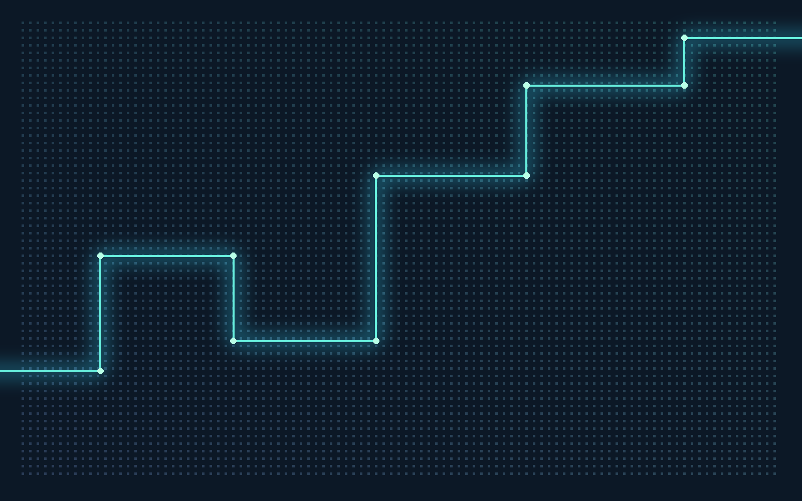 Textless conceptual graphic: a dense field of thousands of small identical geometric marks filling the frame in uniform rows, with a single continuous thin line threading through them from one edge to the opposite corner; cool muted palette, no letters, numbers, labels or logos.